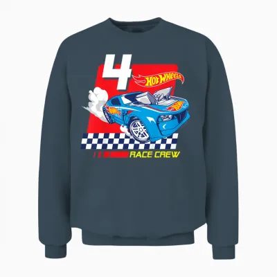 Children's Hot Wheels Race Crew 4 Years Old T-Shirt, Black Unisex Sweatshirt - Dark Heather