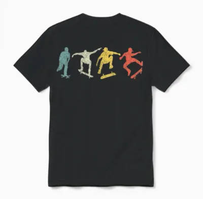 Skate Skateboarder Gift Skateboard Retro Vintage T-Shirt, Black Unisex T-Shirt - Black
