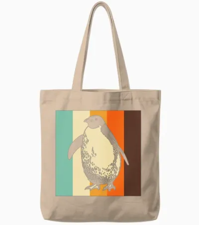 Retro Penguin Tote Bags - Natural