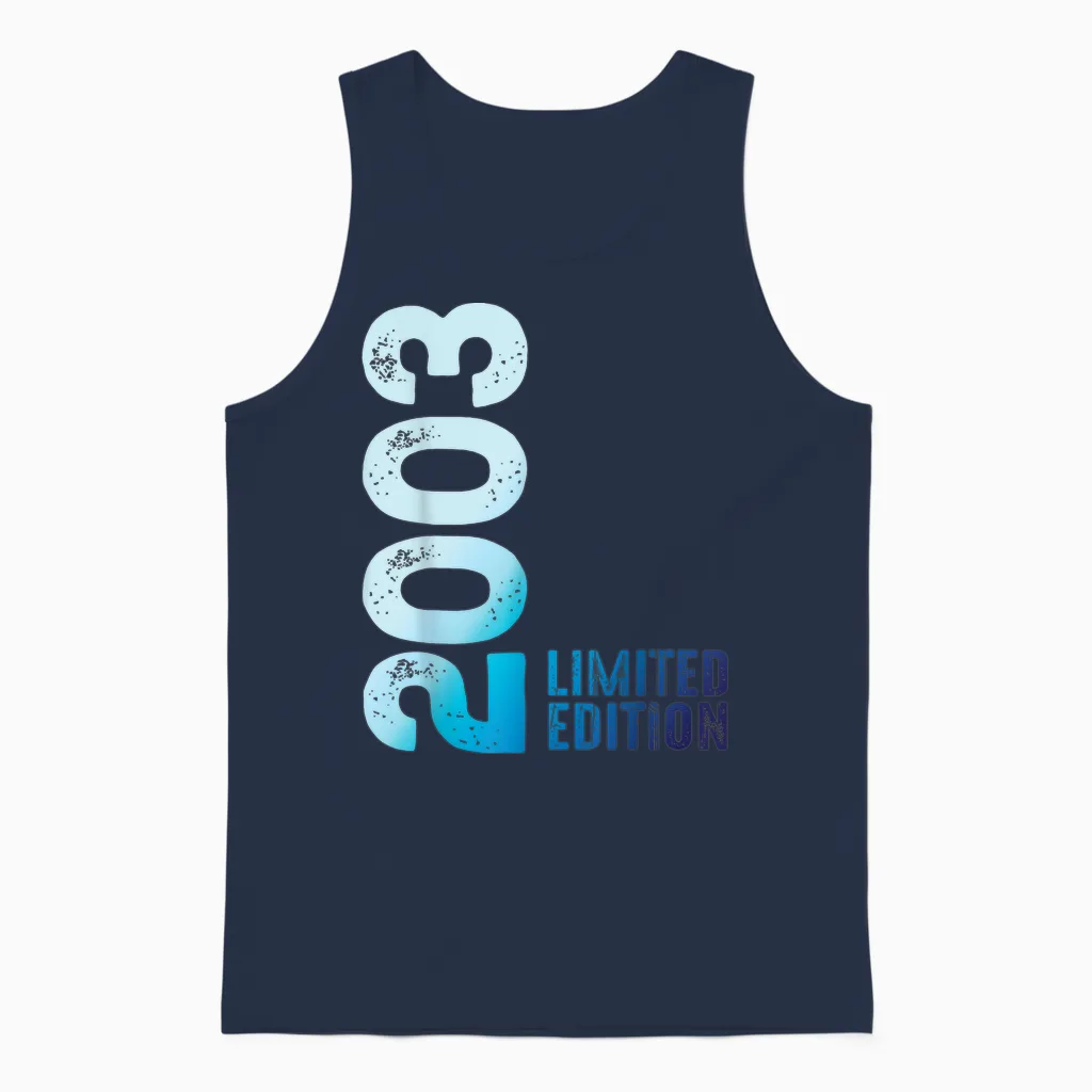 Limited Edition Anniversary 2003 T-Shirt, Black, S Unisex Tank Top in Navy