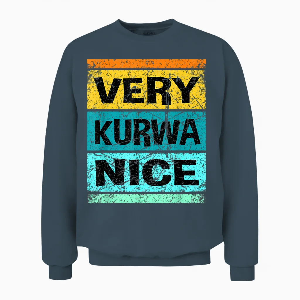 Retro Very Kurwa Nice Shirt Polen Shirt Polska Unisex Sweatshirt in Dark Heather