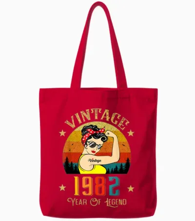 Vintage 1982 Geburtstag Frauen 44 Jahre Alt Lustig Vintage 1982 Tote Bags - Red