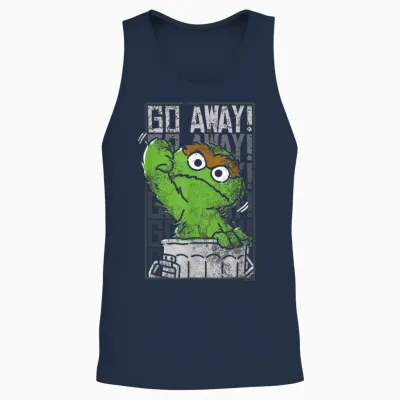 Sesame Street Oscar the Grouch Go Away Unisex Tank Top - Navy