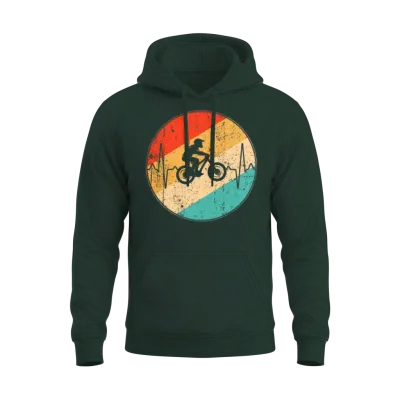 Mountainbike Retro Heartbeat Unisex Hoodie - Forest