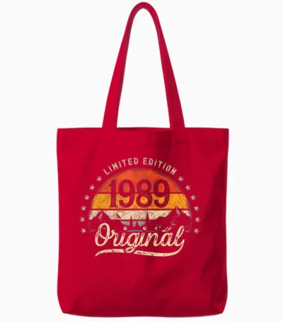 Limited Edition Original 1989 Vintage 37. Geburtstag Mann Tote Bags - Red