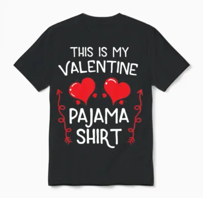 This Is My Valentines Pajama Party Matching Gift Unisex T-Shirt - Black