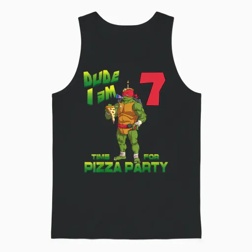 Mademark X Teenage Mutant Ninja Turtles - Dude I Am 7 Years Old Raphael Pizza Birthday Party Unisex Tank Top in Black