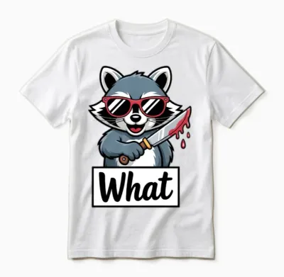 Funny Raccoon in Sunglasses Meme Unisex T-Shirt - White
