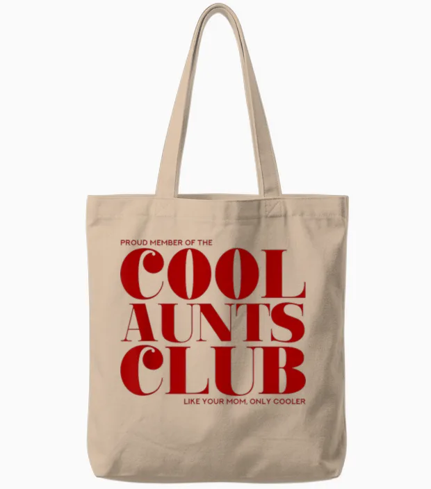 Cool Aunts Club T-Shirt with German Text "wie Deine Mutter, Nur Cooler (beste Tante") Tote Bags in Natural