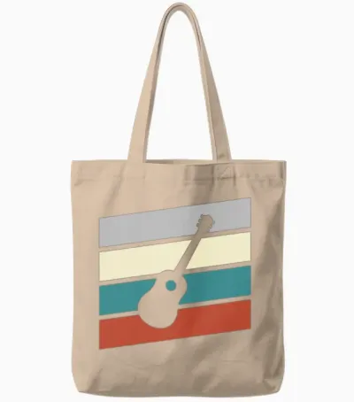 Guitar Retro Tote Bags - Natural