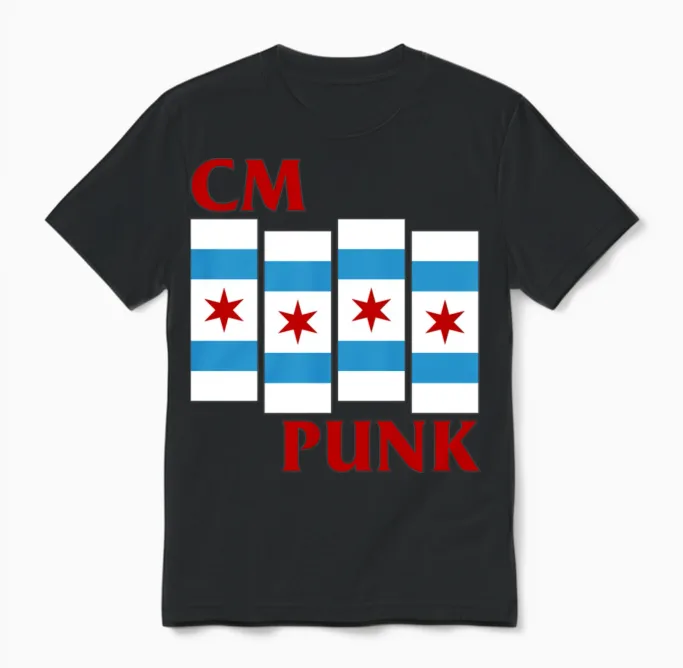 Cm Punk Flag of Chicago Unisex T-Shirt - Black