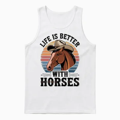 Life Is Better with Horses, Retro Horse Lover Unisex Tank Top - White