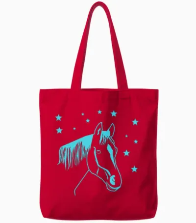 Horse - Dream Horse with Stars - Cool Gift Idea Tote Bags - Red