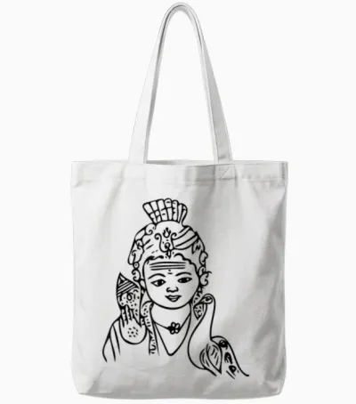 Murugan, Kartikeya Hindu God Temple Pooja T-Shirt, White, S Tote Bags - White