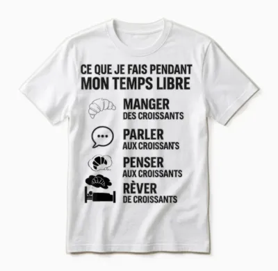 What I Do in My Free Time Croissant Humor Unisex T-Shirt - White