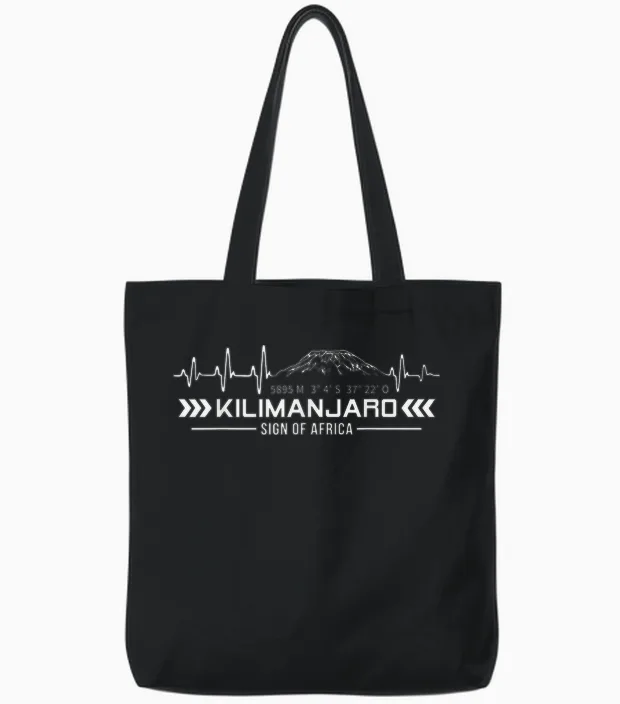 Kilimanjaro Kilimandscharo Kibo Afrika Berggipfel Herzschlag Tote Bags in Black