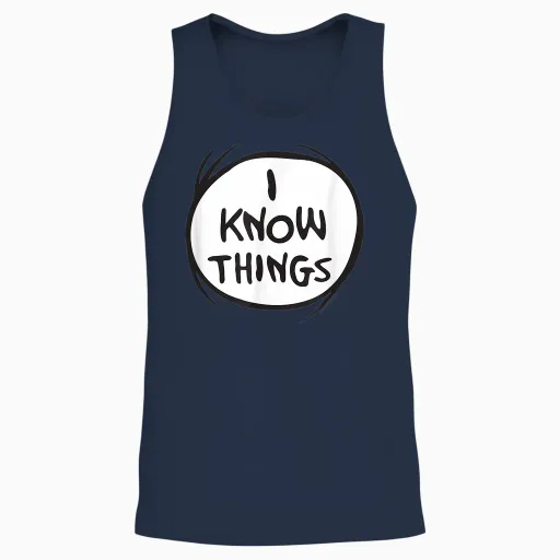 Dr. Seuss Cat in the Hat I Know Things Officially Licensed Unisex Tank Top - Navy