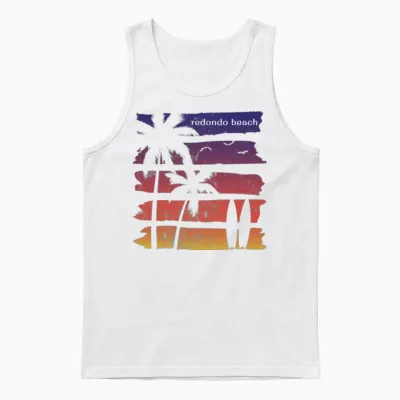 Cool Redondo Beach California Surfing Fan Palm Unisex Tank Top - White