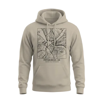 Pittsburgh City Streets Map Unisex Hoodie - Sand