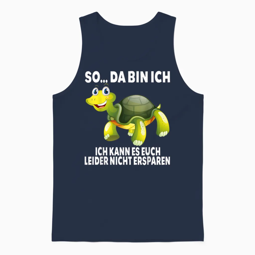 So Da Bin Ich... Turtle Funny Turtles Slogan T-Shirt, Black Unisex Tank Top in Navy