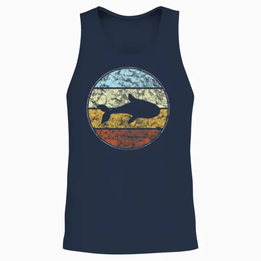 Fish Retro Unisex Tank Top - Navy
