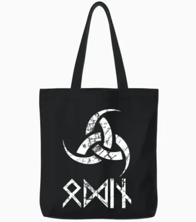 Odin God Symbol Horns Nordic Mythology Tote Bags - Black
