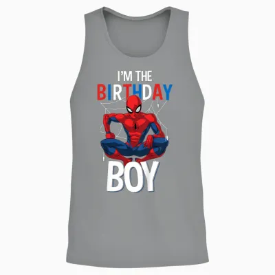 Kids Marvel Comics Spider-Man Classic I'm the Birthday Boy Unisex Tank Top - Sport Grey