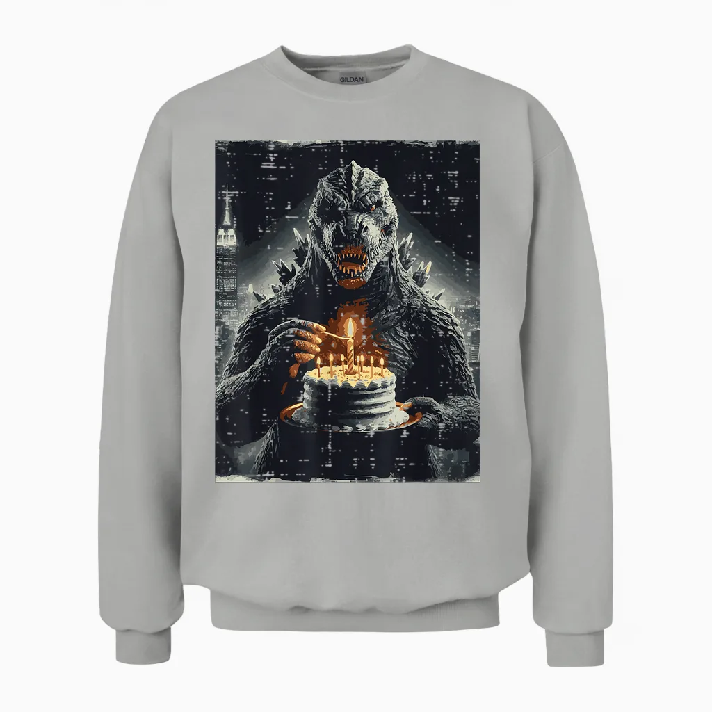 Japanese Monster Birthday Cake Funny Party Women Men Unisex Sweatshirt in Ash