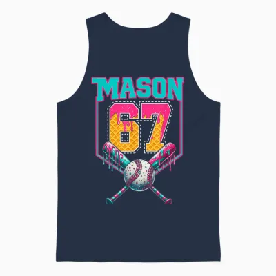 Trendy Mason 67 Mem Ice Cream Drip Baseball Birthday Costume Unisex Tank Top - Navy