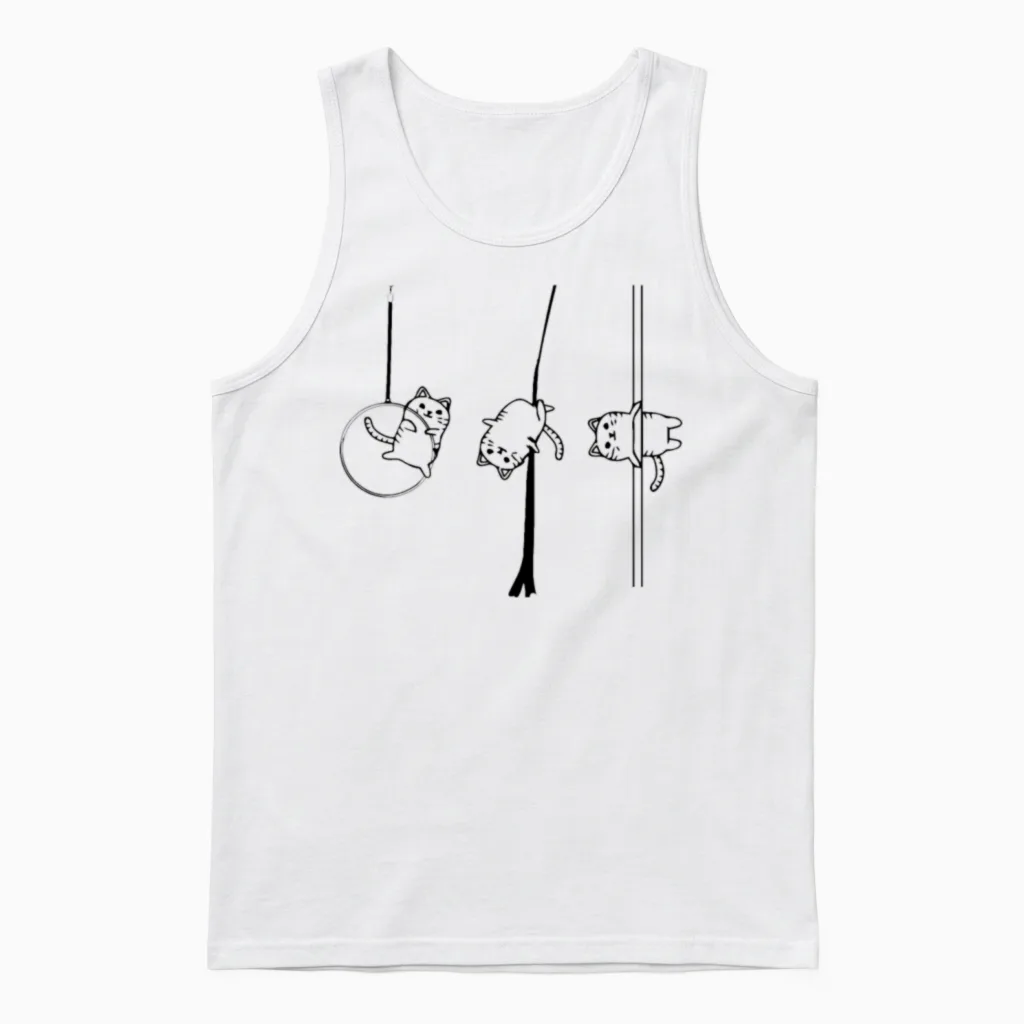 Circus Aerialist Cat Aerialist Yogi Dancer Aerial Unisex Tank Top in White