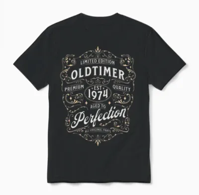 Oldtimer Round Birthday 1974 50 Years Old Unisex T-Shirt - Black