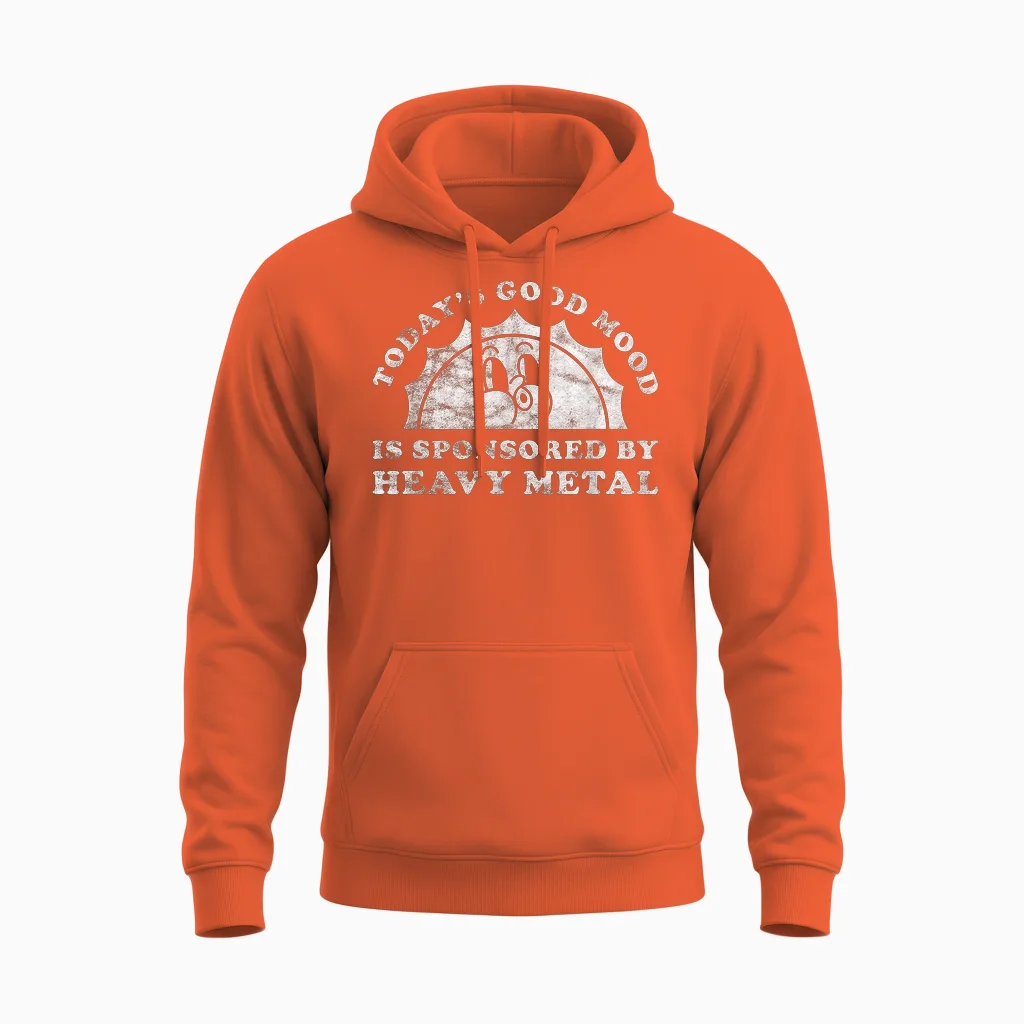 Funny Cute Vintage Retro Heavy Metal or Heavy Metal Unisex Hoodie in Orange