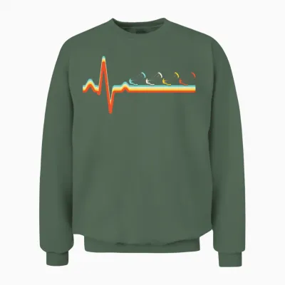 Kite Surfing Retro Heartbeat Unisex Sweatshirt - Military Green