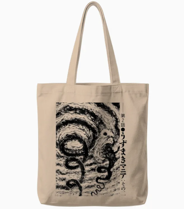 Uzumaki Spiral Obsession Swirl Tote Bags in Natural