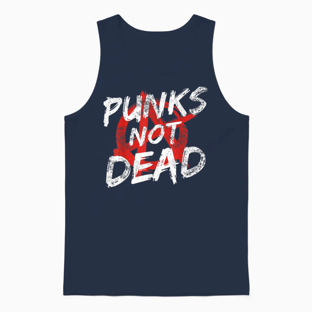 Punk Rock Pogo Anarchy Outfit for Punks + Punk Rocker Punk T-Shirt, Black Unisex Tank Top in Navy