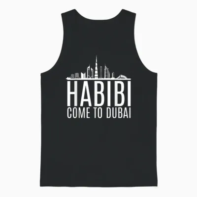 Habibi Come to Dubai Funny Rich Arabic Money Stack Dubai Unisex Tank Top - Black