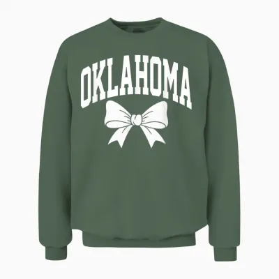 Oklahoma Cute Bow for Women Girls Sisters Daughters Unisex Sweatshirt - Military Green