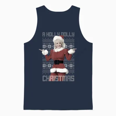 Dolly Parton Christmas Unisex Tank Top - Navy