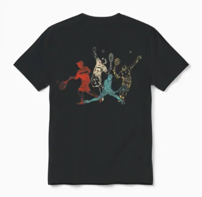 Funny Tennis Player Racket Retro Unisex T-Shirt - Black