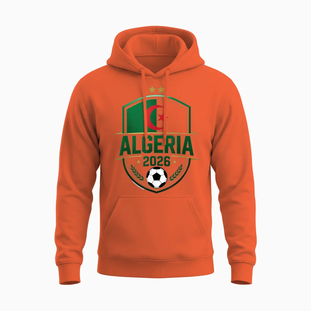 Fennec Algerian Flag Football Gift Jersey Dz Unisex Hoodie in Orange