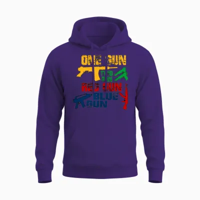 One Gun Two Gun Red Gun Blue Gun Unisex Hoodie - Purple