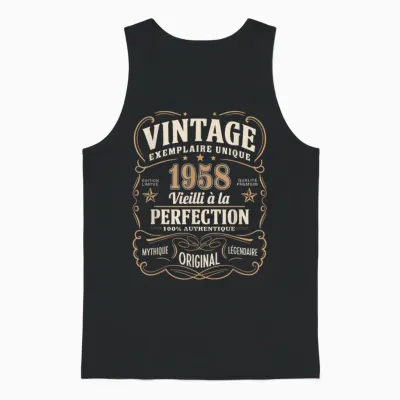 67 Years Man 1958 Birthday T Shirt 67 Years Man 1958 T-Shirt, Black, S Unisex Tank Top - Black