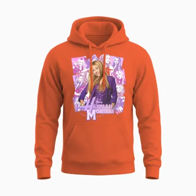 Disney Hannah Montana Epic Iconic Collage Big Chest Unisex Hoodie - Orange