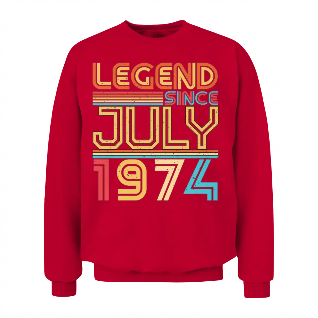 1974 July Retro Unisex Sweatshirt - Red