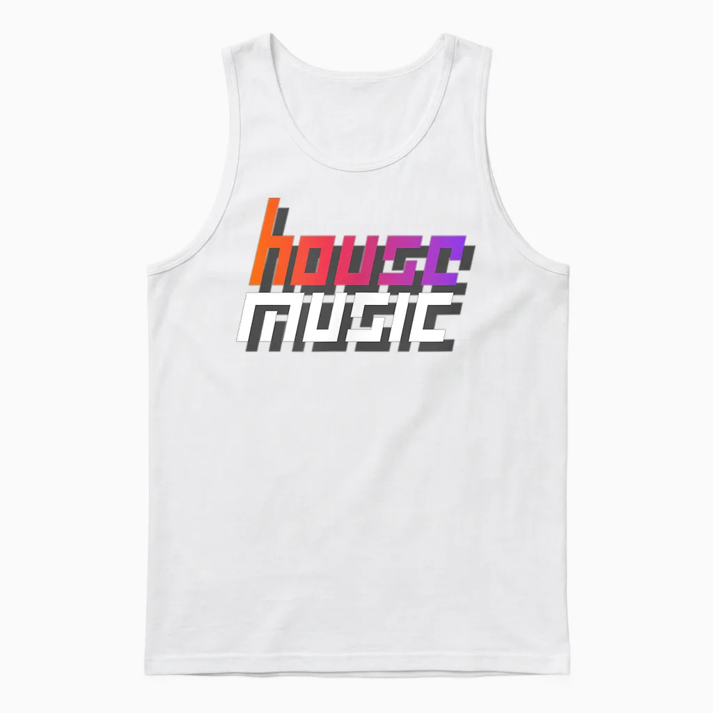 House Music Techno Dj Party Festival Electro Rave Trance T-Shirt, Black, S Unisex Tank Top in White