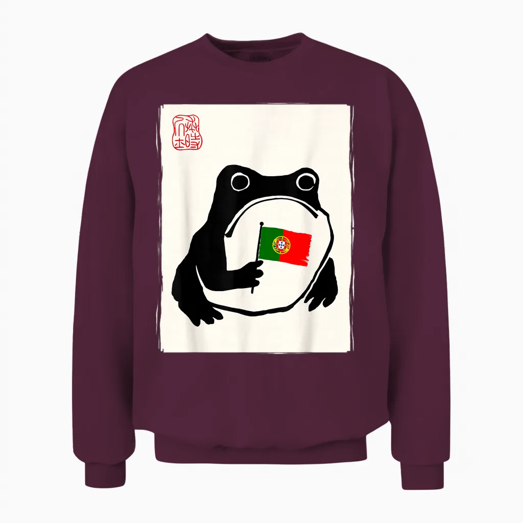 Drapeau Portugais Hommes Femmes Enfants Portugal Unisex Sweatshirt in Maroon