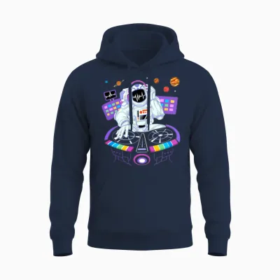 Psytrance Dj Astronaut Electronic Music Gift For Unisex Hoodie - Navy