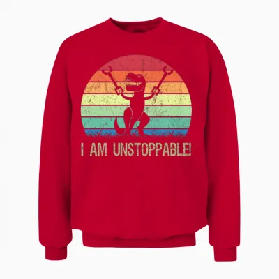 I'm Unstoppable T Rex with Trash Grabber Pickup Unisex Sweatshirt - Red
