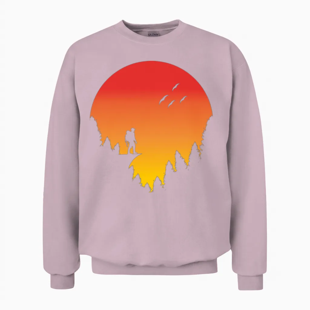 Hiking Dad Retro Sunset - & Outdoors Unisex Sweatshirt in Light Pink