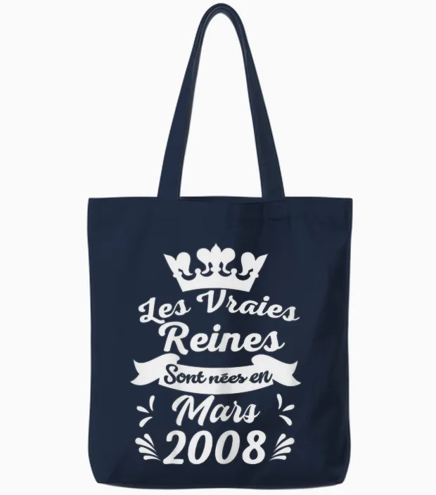 Les Vraies Reines Sont Nées En Février 2008 - Cadeau 18 Ans Tote Bags in Navy